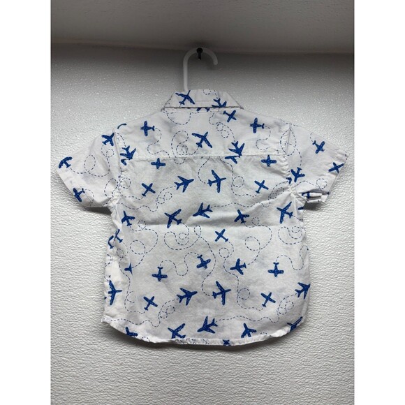 Peanut & Ollie Boys Airplanes Print Shirt Button Up Short Sleeve Size: 6/9 M - Picture 2 of 8